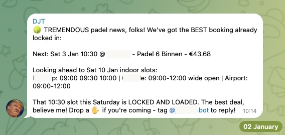 captura de pantalla de padel-cli